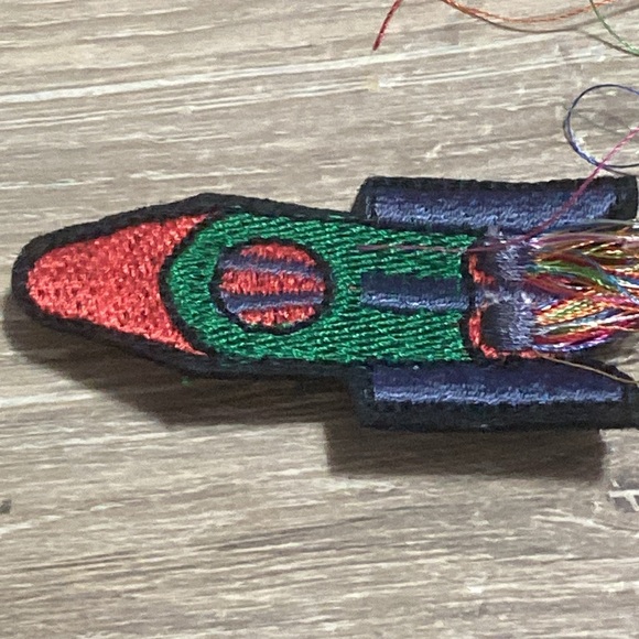 Colorful Rocket Embroidered Patch Pin Brooch - Picture 3 of 4